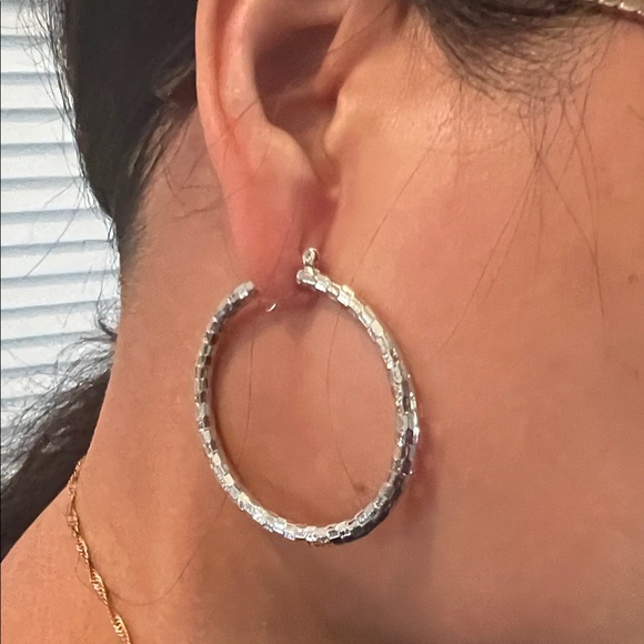 (0365) Elegant S925 Sterling Silver Hoop Earrings “40 mm/50 mm” - Picture 3 of 5